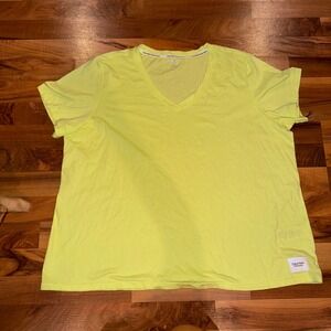 Calvin Klein Performance Women's 3X V-Neck T-Shirt Top Neon Yellow Active gym‎